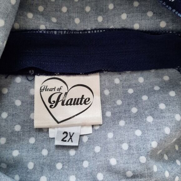Navy Polka Dot Midi Dress with White Collar - Picture 14 of 16